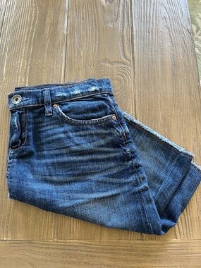 Banana Republic Distressed Dark Blue Denim Jeans Skirt